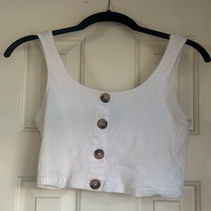 White Buttoned Women's Crop Top